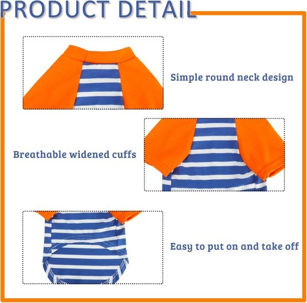 Dog Clothes for Small Dog, Breathable Stretchy Dog Raglan Shirt, Soft Comfortable Cat Puppy Kitten Pet Apparel Outfits (S（1-4lb）, Orang Blue & White Pink)