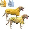 71J1n7GOxSL._AC_SL1500 Waterproof Dog Raincoats with Hood for Medium Large Dogs, Poncho with Reflective Strap, Lightweight Jacket with Leash Hole. Red