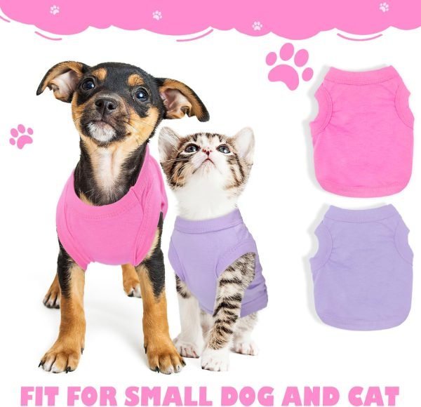Generic 2 Pack Dog Clothes for Small Dogs Girl Summer Female Dog Shirt Teacup Yorkie Chihuahua Clothes Breathable Lightweight Soft Puppy Clothing Apparel Dog Outfit XXS,Pink,Purple, Rose,Purple