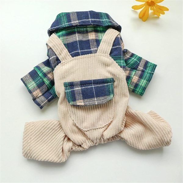 Dog Hoodies Dog Puppy Clothes Green Grid Student Overalls Pet Cat for Teddy Schnauzer Chihuahua Bichon for Small Dog Cute Clothing (Color : Green, Size : XL)