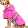 71L5cq1XQ2L._AC_SL1500 Waterproof Dog Raincoats - Adjustable Lightweight Pet Rain Coat Dog Slicker Poncho, Safety Dog Raincoats with Reflective Strip and Leash Hole for Small, Medium, Large Dogs (X-Large, RED)