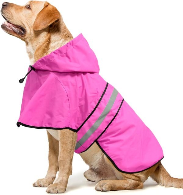 71L5cq1XQ2L._AC_SL1500 Waterproof Dog Raincoats - Adjustable Lightweight Pet Rain Coat Dog Slicker Poncho, Safety Dog Raincoats with Reflective Strip and Leash Hole for Small, Medium, Large Dogs (X-Large, RED)