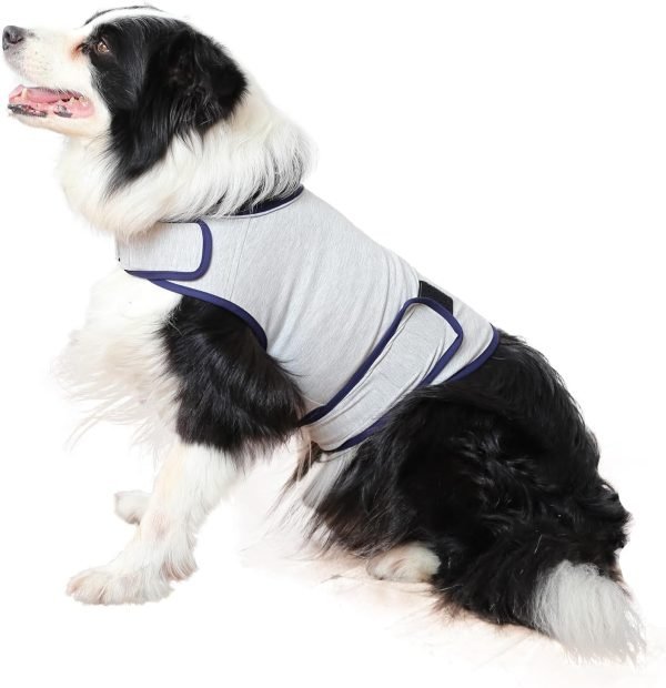 Dog Anxiety Vest, Comfort Dog Anxiety Relief Coat, Breathable Dog Calming Vest for Thunderstorm, Travel, Fireworks, Vet Visits (S,Light Grey)