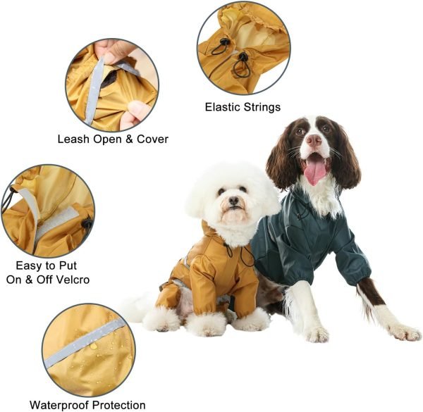 Dog Raincoat Jacket for Small Medium Large Dogs, Raincoat with Hood Poncho Waterproof Puppy Raincoat-Yellow