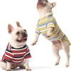71LTuW_RXHL._AC_SL1500 Dog Shirts Cotton Striped T-Shirt, Summer Pet Clothes for Small Dogs, 2-Pack Soft Puppy Apparel Cat Tee, Breathable Stretchy, Blue Yellow XL