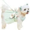 Cute Plaid Dog Dress Harness Leash Set for Small Medium Dog Cats Girl Pink Summer Pet Clothes Bowknot Puppy Princess Dresses Holiday Party Costume Outfits Chihuahua Yorkie Clothing（Pink,L）