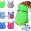 Dog Clothes Summer Cool Down, 3 Layers Special Water Cooling Materials, Reversible, Wet Reveal, Reflective Dog Cooling Vest Dog Coat, Having Dog Harness Hole for Small Medium Large Dog