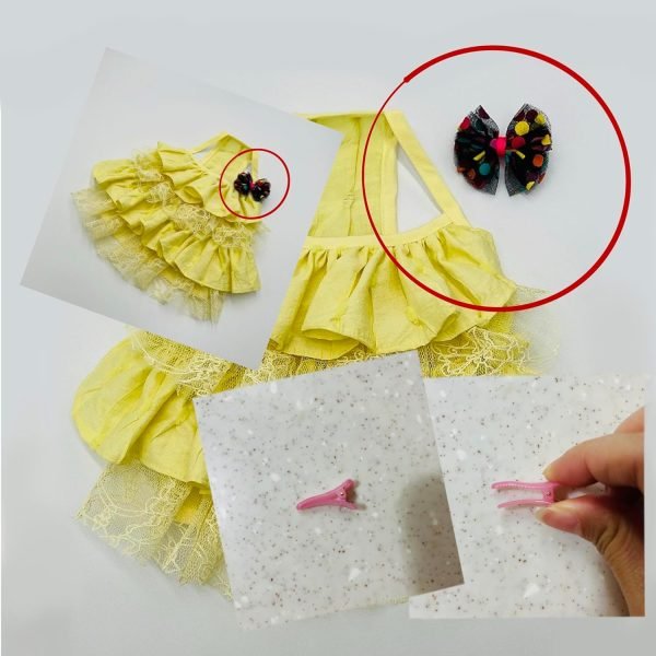 FIONA'S CLOSET Dog and Cat Clothes Sleeveless Dress Breathable Lace Cotton(Yellow, 1X-Large)