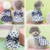 Cute Polka Dots Cat Small Dog Dress with Bow Tie Summer Clothes with D-Ring on The Back for Puppy Cat(White with Navy Dots, X-Small)