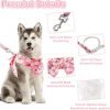 Dog Harness Vest Set for Small Girl Dogs with D-Ring Soft Comfortable Mesh Dog Harness Vest Pet Daisy Floral Bow Tie for Small Medium Large Dogs (Pink, XS)