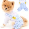 Dog Outfits for Small Dogs Boy Girls Summer Shirts with Plaid Pants Jumpsuits One Piece Apparel for Cats Puppies Chihuahua Clothes Adorable Overalls for Medium Pets 4 Legs Spring