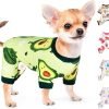 71Q88PA5O_L._AC_SL1500 Pet Clothes Puppy Clothes for Small Dogs Boy Girl - Soft Stretch Dog Pajamas Dog Jumpsuit Cute Avocado Pattern Dog Pjs Shirts Dog Outfits Onesies for Chihuahua Yorkshire Teacup Dogs Cat Clothing