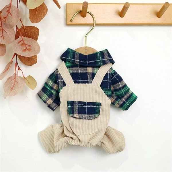 Dog Hoodies Dog Puppy Clothes Green Grid Student Overalls Pet Cat for Teddy Schnauzer Chihuahua Bichon for Small Dog Cute Clothing (Color : Green, Size : XL)