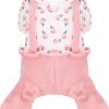 Cute Dog Clothes for Small Dogs Shirts Pajamas Pink Floral Pet Jumpsuit for Girls Boys Puppy Cat Outfits with Harness D Ring Doggy Overalls Clothing for Shih tzu Teacup Chihuahua Maltese