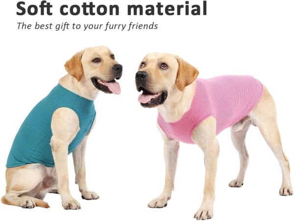 Dog Summer T-Shirts Striped Cotton Vest,Pet Breathable Soft Basic Clothes for Small Medium Larg Boy Girl Dogs,L