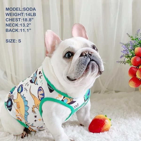 Dog Summer Clothes Dog Cooling Shirt for Small Dogs, Breathable Dog Cooling Vest Summer Dog Clothes French Bulldog Clothes for Small Dogs Boy Girl Frenchie Chihuahua, Dinosaur Pattern