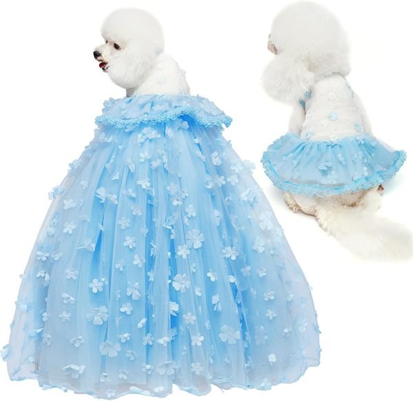 Dog Wedding Detachable Dress Breathable Tulle Tutu Doggie Apparel Skirts Clothes Pet Outfits for Small Dogs Birthday Party Dresses (Pink, M)