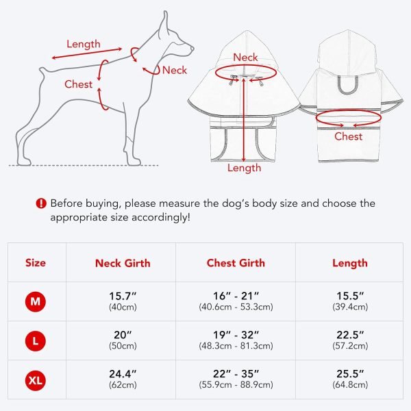 71VdbGTS56L._AC_SL1500 Waterproof Dog Raincoats - Adjustable Lightweight Pet Rain Coat Dog Slicker Poncho, Safety Dog Raincoats with Reflective Strip and Leash Hole for Small, Medium, Large Dogs (X-Large, RED)