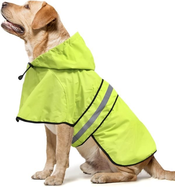 71Wz_WT3sdL._AC_SL1500 Waterproof Dog Raincoats - Adjustable Lightweight Pet Rain Coat Dog Slicker Poncho, Safety Dog Raincoats with Reflective Strip and Leash Hole for Small, Medium, Large Dogs (X-Large, RED)