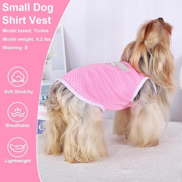 Dog Clothes for Small Dogs Summer Dog Shirt Vest Cute Soft Puppy Clothes Cool Breathable Dog T-Shirt Yorkie Chihuahua Clothes XS~L Pet Clothing Cat Apparel Pink, S
