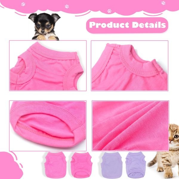 Generic 2 Pack Dog Clothes for Small Dogs Girl Summer Female Dog Shirt Teacup Yorkie Chihuahua Clothes Breathable Lightweight Soft Puppy Clothing Apparel Dog Outfit XXS,Pink,Purple, Rose,Purple