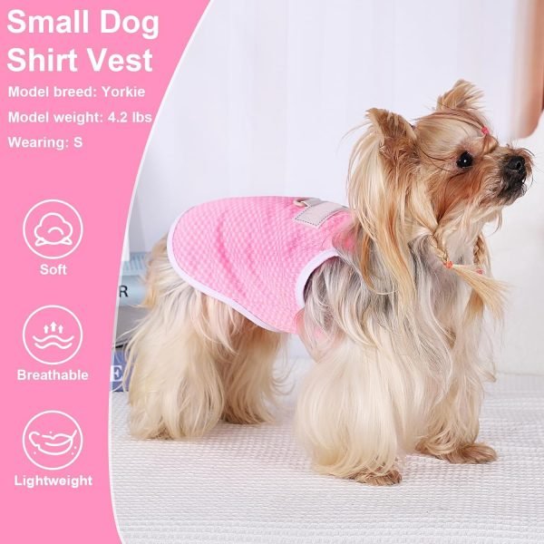 Dog Clothes for Small Dogs Summer Dog Shirt Vest Cute Soft Puppy Clothes Cool Breathable Dog T-Shirt Yorkie Chihuahua Clothes XS~L Pet Clothing Cat Apparel Pink, S