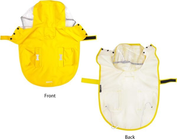 Dog Waterproof Raincoat with Poncho Hoodie, High Reflective Adjustable Yellow Pet Rain Jacket with Leash Hole for Small Medium and Large Dogs (Yellow, XXXX-Large)
