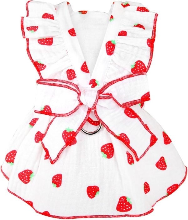 Dog Dresses for Small Dogs Girl Female Dog Clothes Cat Clothes Cat Dress Cute Cotton Extra Small Summer Clothes Bow Decor Printed Strawberry Dog Birthday Outfit Small Puppy Clothes White XL