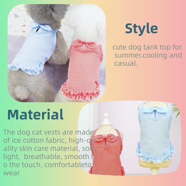 Cooling Dog Vests Set Cute Dog Shirts for Small Medium Stylish Soft Cat Tank Top Blue Red X-Large