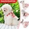 Cute Floral Dog Harness Dress and Leash Set for Small Dog Cats Girl Puppy Bowknot Princess Birthday Dress Summer Female Pet Small Dog Clothes Lace Doggie Kitten Outfits Apparel(Red,XS)