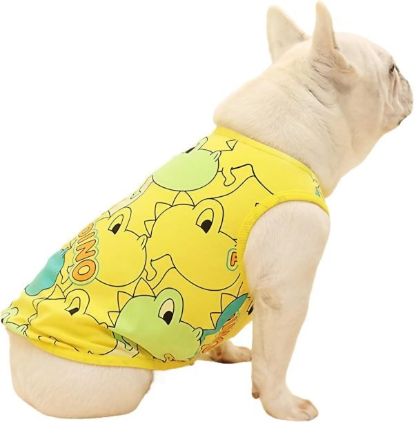 Dog Summer Clothes Dog Cooling Shirt for Small Dogs, Breathable Dog Cooling Vest Summer Dog Clothes French Bulldog Clothes for Small Dogs Boy Girl Frenchie Chihuahua, Dinosaur Pattern
