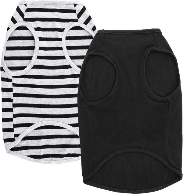Dog Summer T-Shirts Striped Cotton Vest,Pet Breathable Soft Basic Clothes for Small Medium Larg Boy Girl Dogs,L