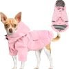 Puppy Raincoats with Buttons, Adjustable Drawstring and Storage Pocket, Rainproof/Waterproof, Fashionable Premium Dog Rain Jacket for Small Medium Dogs (Pink, M)