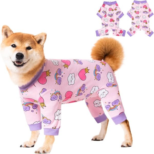 Dog Recovery Suit for Small Medium Large Dogs, Pet Onesie After Surgery Comfort Dog Bodysuit Anti Licking (Small, Purple Bunny)