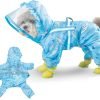 Waterproof Dog Raincoat, Adjustable 4-Legged Dog Rain Jacket with Hood and Leash Hole Reflective Lightweight Outdoor Rain Poncho Gear for Dogs Suitable for Small and Medium Dogs(Bule,X-Large)