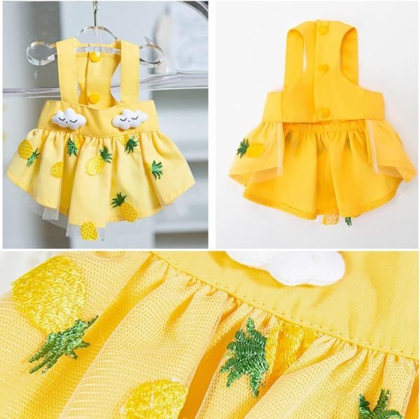 Dog Dresses Yellow Pineapple Small Puppy Dress Spring Summer Girls Lightweight Pet dresses