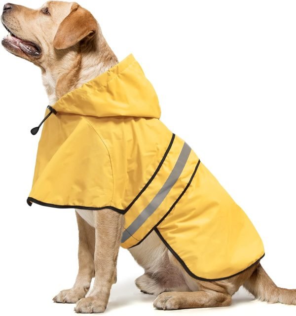 71p8wJg0ZYL._AC_SL1500 Waterproof Dog Raincoats - Adjustable Lightweight Pet Rain Coat Dog Slicker Poncho, Safety Dog Raincoats with Reflective Strip and Leash Hole for Small, Medium, Large Dogs (X-Large, RED)