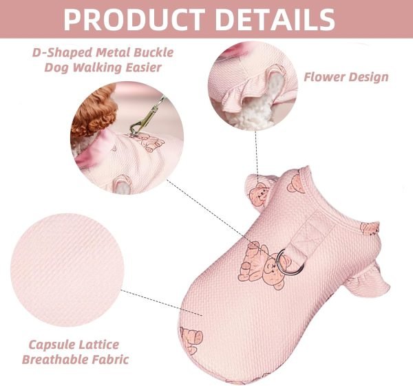 Dog Pink T-Shirts Vest for Girls,Lightweight Stretchy Dog Tee Shirt Breathable Soft Cool Vests,Clothes for Puppy Kitty Cats Small Medium Dogs（Pink,Small）