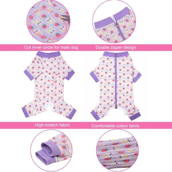 Dog Recovery Suit for Small Medium Large Dogs, Pet Onesie After Surgery Comfort Dog Bodysuit Anti Licking (Small, Purple Bunny)