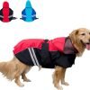 71pxBy7mv2L._AC_SL1500 Waterproof Dog Raincoats with Hood for Medium Large Dogs, Poncho with Reflective Strap, Lightweight Jacket with Leash Hole. Red