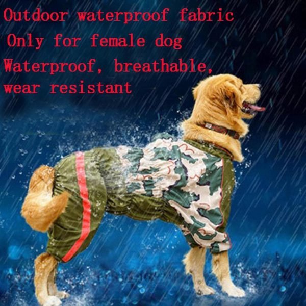 Pet Big Dog Raincoat Camouflage Print Jumpsuit Waterproof Breathable Clothes for Medium Large Dogs Rain Coat Cloak