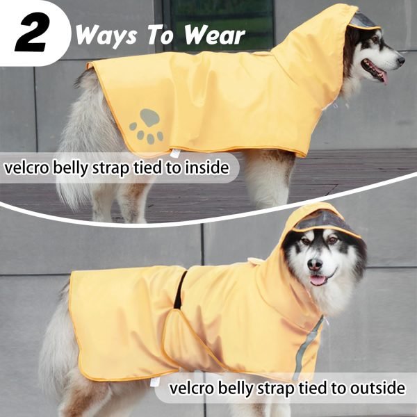Dog Raincoat Hooded Slicker Poncho - Reflective Lightweight Pet Rain Jacket Coat,Dog Waterproof Raincoat with Adjustable Belly Strap for Small,Medium, Large Dogs