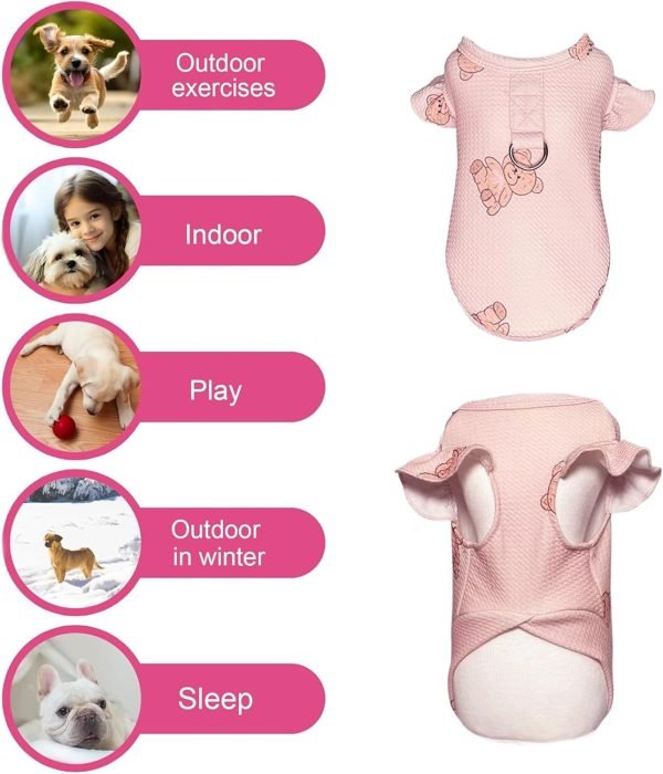 Dog Pink T-Shirts Vest for Girls,Lightweight Stretchy Dog Tee Shirt Breathable Soft Cool Vests,Clothes for Puppy Kitty Cats Small Medium Dogs（Pink,Small）