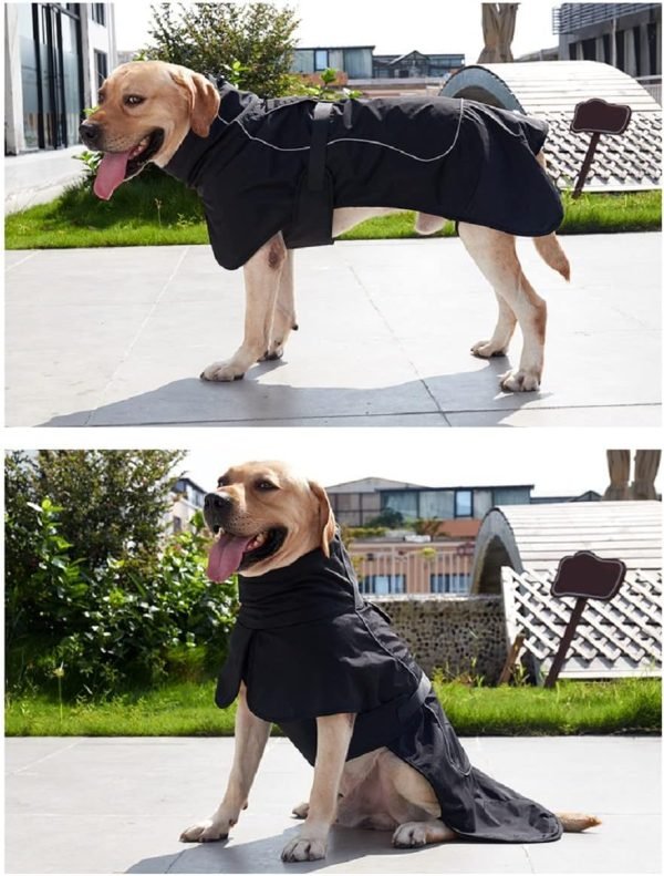 71siRJ9mpYL._AC_SL1201 Dog Raincoat - Waterproof Dog Winter Jackets Windproof Coat with Velvet Inner Winter Dog Rain Coat with Reflective Strip,Black XL
