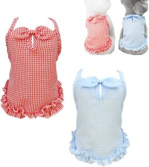 Cooling Dog Vests Set Cute Dog Shirts for Small Medium Stylish Soft Cat Tank Top Blue Red X-Large