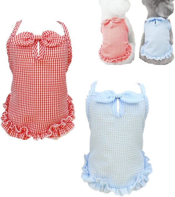 Cooling Dog Vests Set Cute Dog Shirts for Small Medium Stylish Soft Cat Tank Top Blue Red X-Large