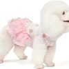 Dogs Wedding Dresses Flower Tutu Skirt with Detachable Train for Small Medium Dog Pet Outfit Formal Apparel Princess Clothes for Birthday Party Costume (Pink Set, XL)