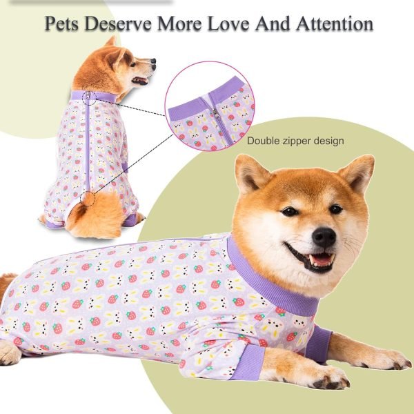 Dog Recovery Suit for Small Medium Large Dogs, Pet Onesie After Surgery Comfort Dog Bodysuit Anti Licking (Small, Purple Bunny)