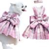71ubGagFQbL._AC_SL1200 Cute Dog Dress, Plaid Harness Leash Set for Small Dogs Cats, Spring Summer Girl Princess Dog Bow Tie Dresses, Puppy Outfits Yorkie Chihuahua Dog Clothes for Wedding Festive Everyday Use