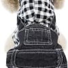 Pet Clothes Denim Dog Jeans Striped or Grid Jumpsuit Overall Hoodie Coat for Small Medium Puppy Cat Blue Plaid